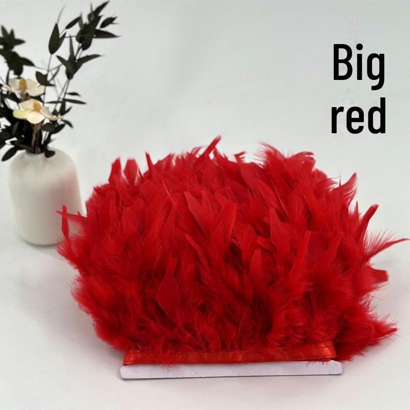 Red Lace Net Turkey Feather Strips for DIY Handmade Wedding Dance Costumes and Decorations