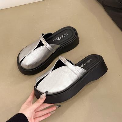 Модные пустяковые туфли на платформе с завышенным носком, Мэри Джейн, полушлепанцы, женские, лето 2025, новые, повседневные, модные, для выхода в свет, шлепанцы