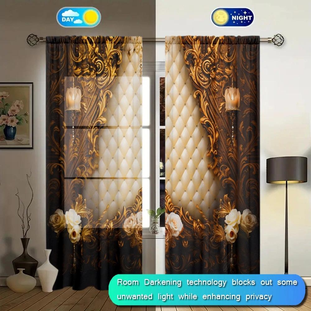 Ретро роскошные напечатанные картины занавески для домашнего декора - Карманные оконные украшения для спальни, кухни, гостиной
