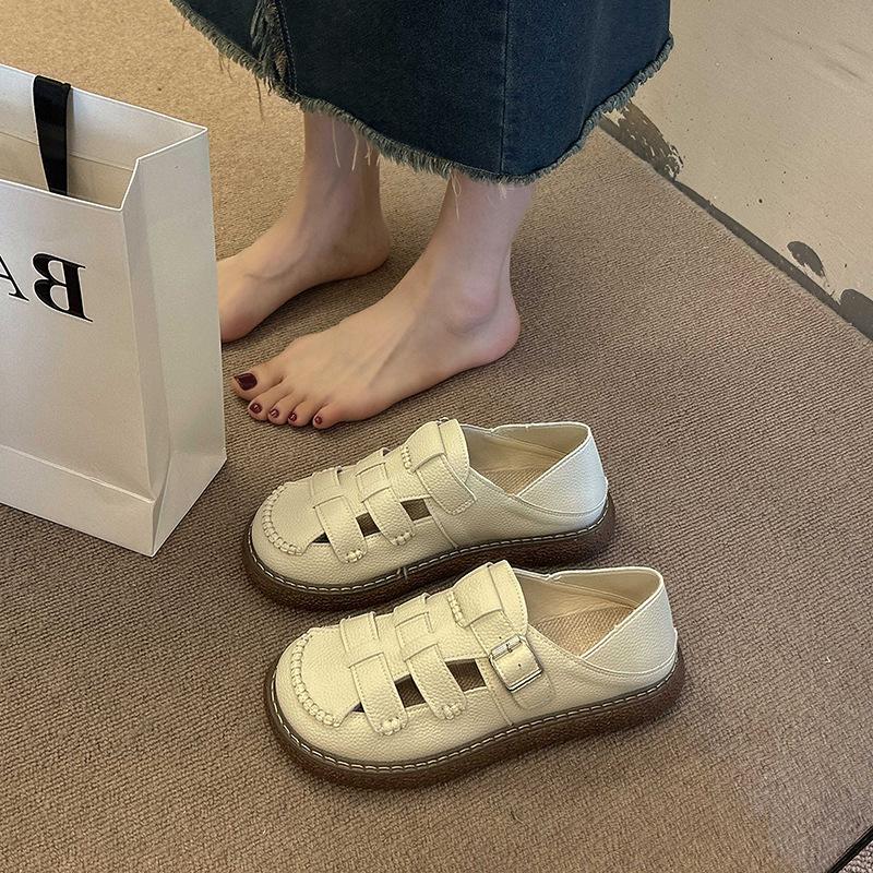Женские сандалии Baotou 2025 лето и осень новая обувь-кроксы на толстой подошве двойного ношения на плоской подошве с мягкой подошвой универсальная повседневная одинарная обувь