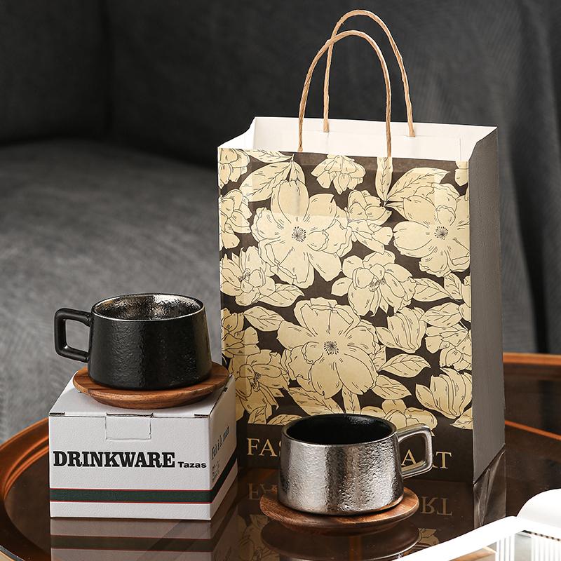 European vintage ceramic coffee cup gift box with high-grade exquisite cup and saucer set household Japanese mugs small cups