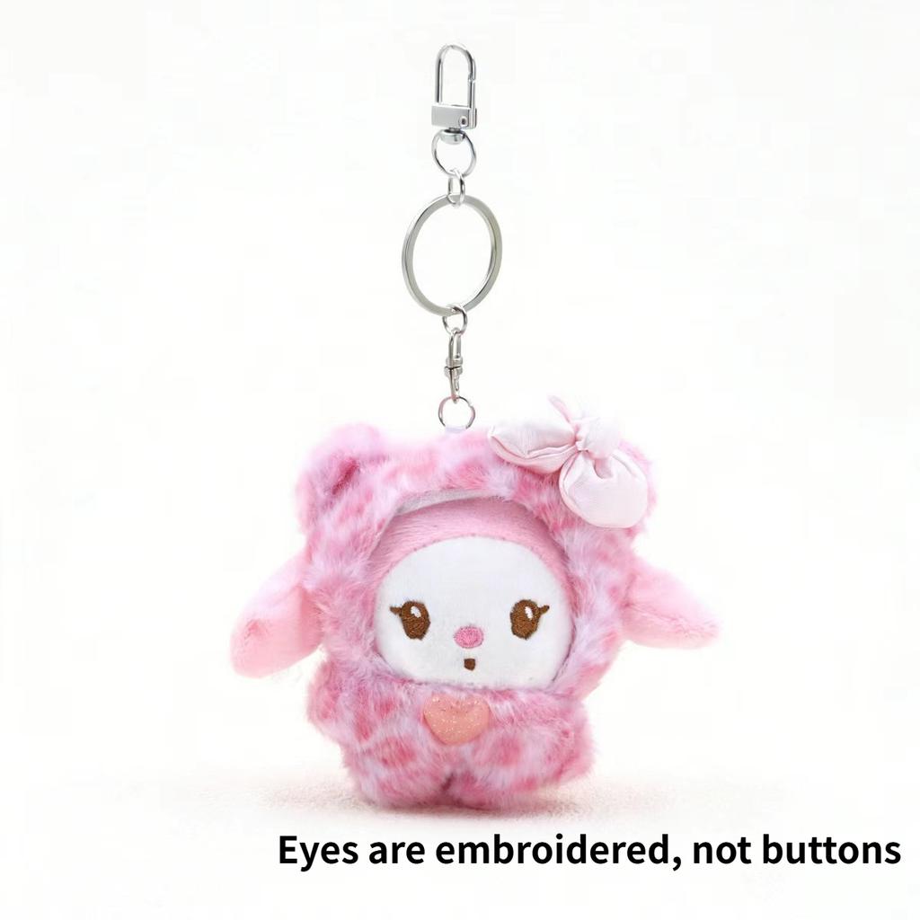 Серия Sanrio с леопардовым принтом Плюшевый брелок-подвеска для сумки Hello Kitty Сладкий подарок на день рождения для детей и девочек