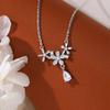 Flowering Water Drop Necklace Light Luxury Niche Design Collarbone Chain Versatile Item Jewelry for Girlfriend and Girlfriend Gifts