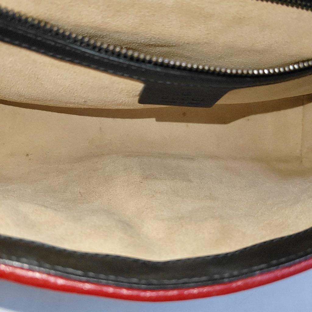 [Pre-Owned] GG Marmont Gold Logo Color Block Quilted Chain Leather Shoulder Bag - Very Good #JJYJ8