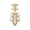 Chanel [Новинки Весна-Лето 23] 23S Серьги-подвески с кристаллами и стразами Double C, большой лист, женские, золотые