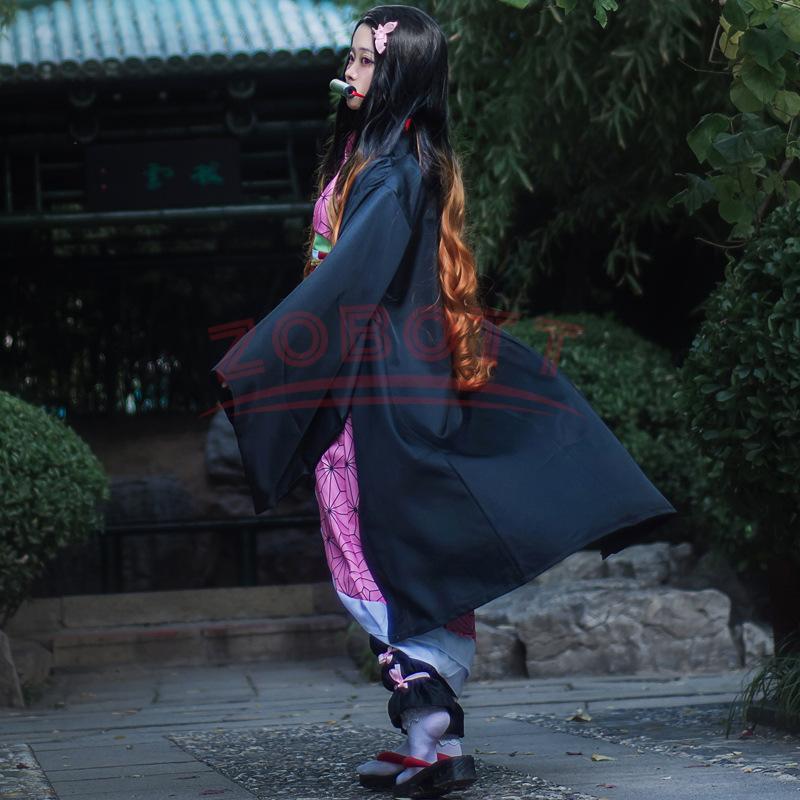 Аниме Demon Slayer Nezuko Косплэй костюм кимоно Kimetsu No Yaiba Kamado Nezuko костюм парик женское кимоно для девочек униформа одежда