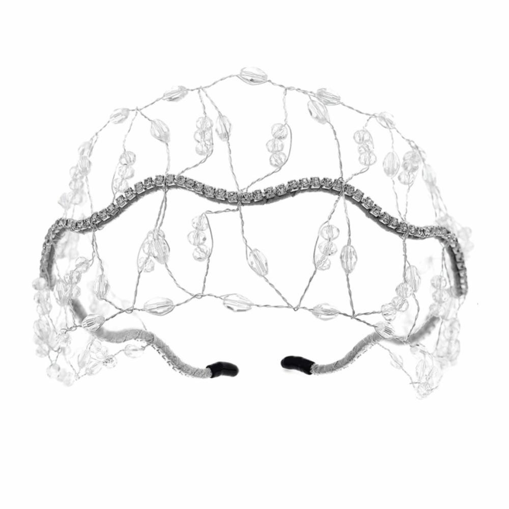 Ручная работа Сверкающая тиара со стразами Элегантные повязки на голову Свадебные повязки для волос Женские