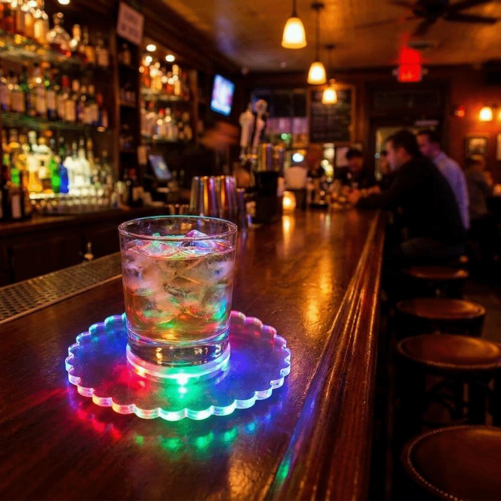 Flashing Acrylic Luminous Coaster Super Thin Cocktail Coaster Creative Glow Coaster Bar