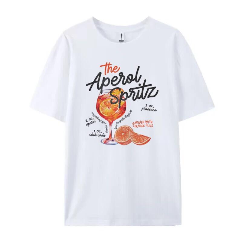 Aperol Spritz Ретро Коктейль Графические Футболки Женские Милые Алкогольные Напитки Футболки Свободные Хлопковые Футболки С Напечатанным Изображением Унисекс Винтажный Топ Подарок