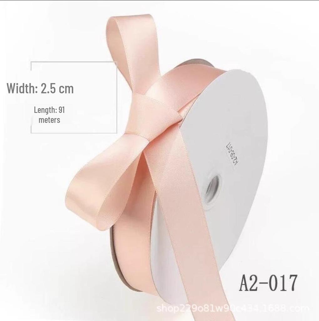 2,5 см Высококачественная однотонная красная шелковая лента для подарков, букетов и упаковки коробок для тортов