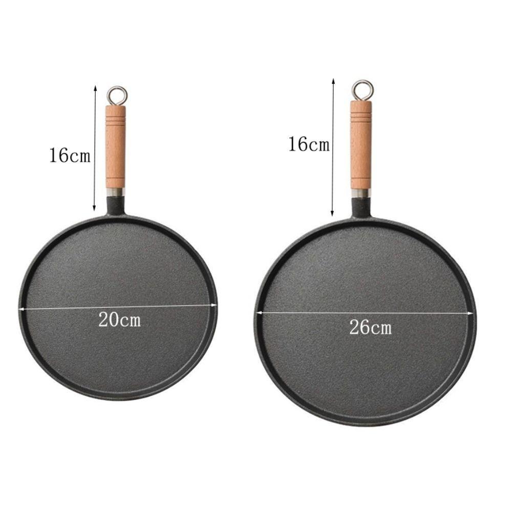 Сковорода для блинов с деревянной ручкой 20/26 см Блинница Плоская сковорода Чугунная сковорода для жарки Омлет