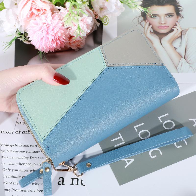 New Women's Wallet Long Contrast Panel Zipper Tassel Large Capacity Wallet Mobile Case