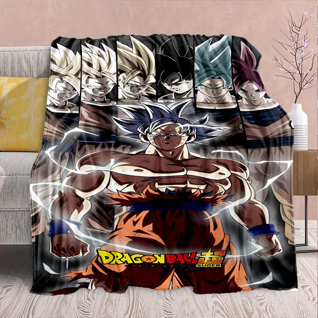 Фланелевое одеяло из аниме Dragon Ball - Мягкое, теплое, идеально подходит для дивана, постельного белья, кемпинга, путешествий, офиса, домашнего декора -QJY