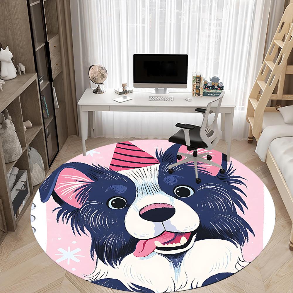 1PC Dogs Pet Office Round Area Rug,  Mat Suitable ForOffice, Under Office Chairs Bedroom Living Room Home Decor, Room Deco