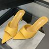 Модные высококачественные женские сандалии с острым носком и тонким каблуком, летняя мода, с открытым носком, дизайнерская обувь, элегантные лаконичные удобные шлепанцы