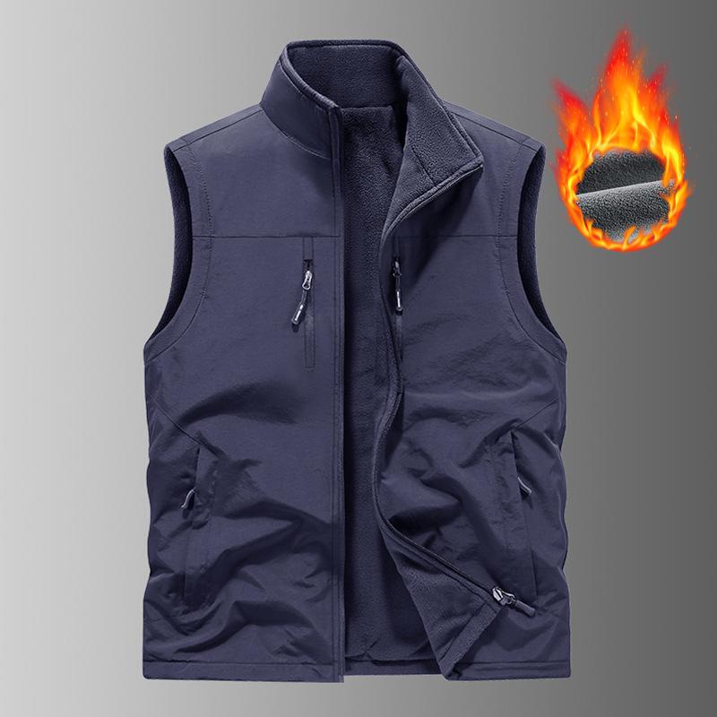 Autumn And Winter DoubleSided Wear Vest Men'S Velvet Casual Vest Outdoor Waterproof QuickDrying Jacket Vest