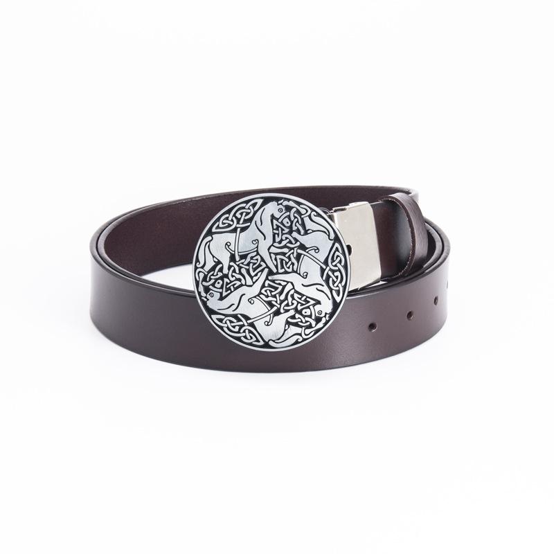 Пряжка для ремня Celtic Personality, устойчивая к царапинам, пряжка из сплава, цельный винтажный ремень из коровьей кожи для джинсов