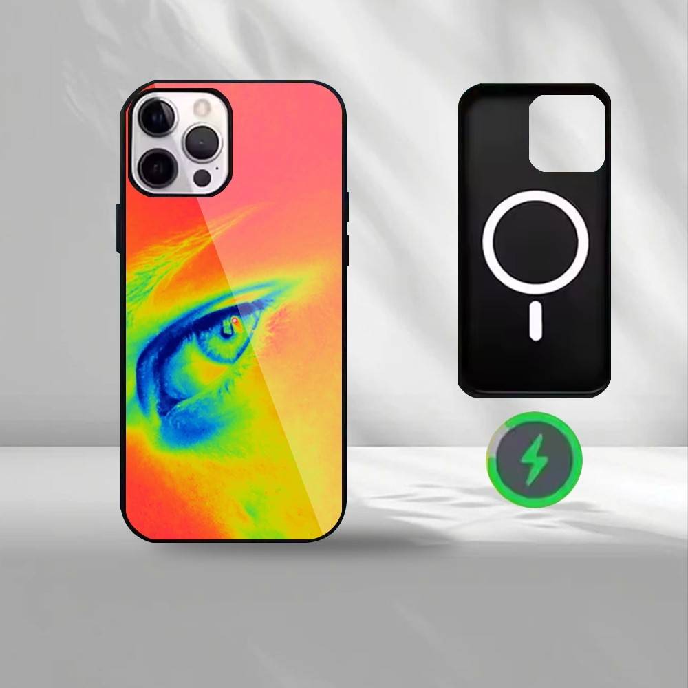 Термоизображения Чехол для телефона Для iPhone17,16,15,14,13,12,11 Max Черный Беспроводная зарядка Защитный чехол