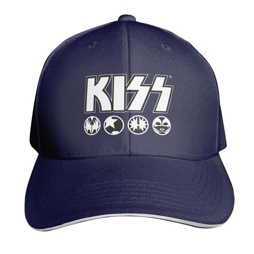 Кепка с логотипом рок-группы Kiss Модная повседневная бейсболка Регулируемая кепка Хип-хоп Летняя унисекс бейсболка