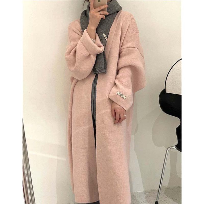 Ленивый ветер свитер свободный вязаный кардиган длинный кардиган куртка женский осенне-зимний новый утолщенное пальто