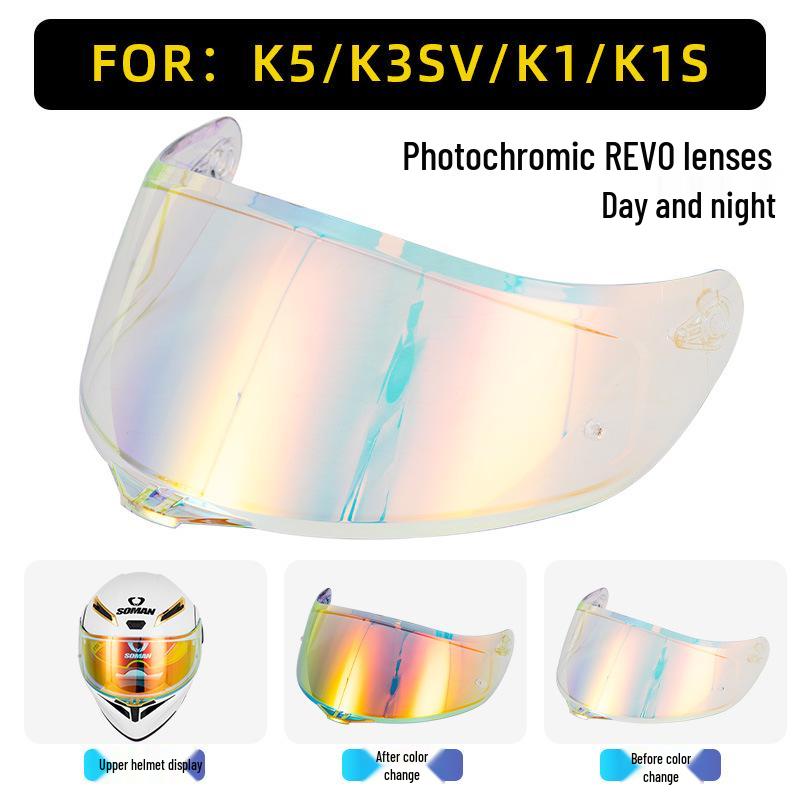K5PLUS SOMAN Motorcycle Helmet Visor with Anti-Fog Film & Sunshade for K1/K5/K3SV