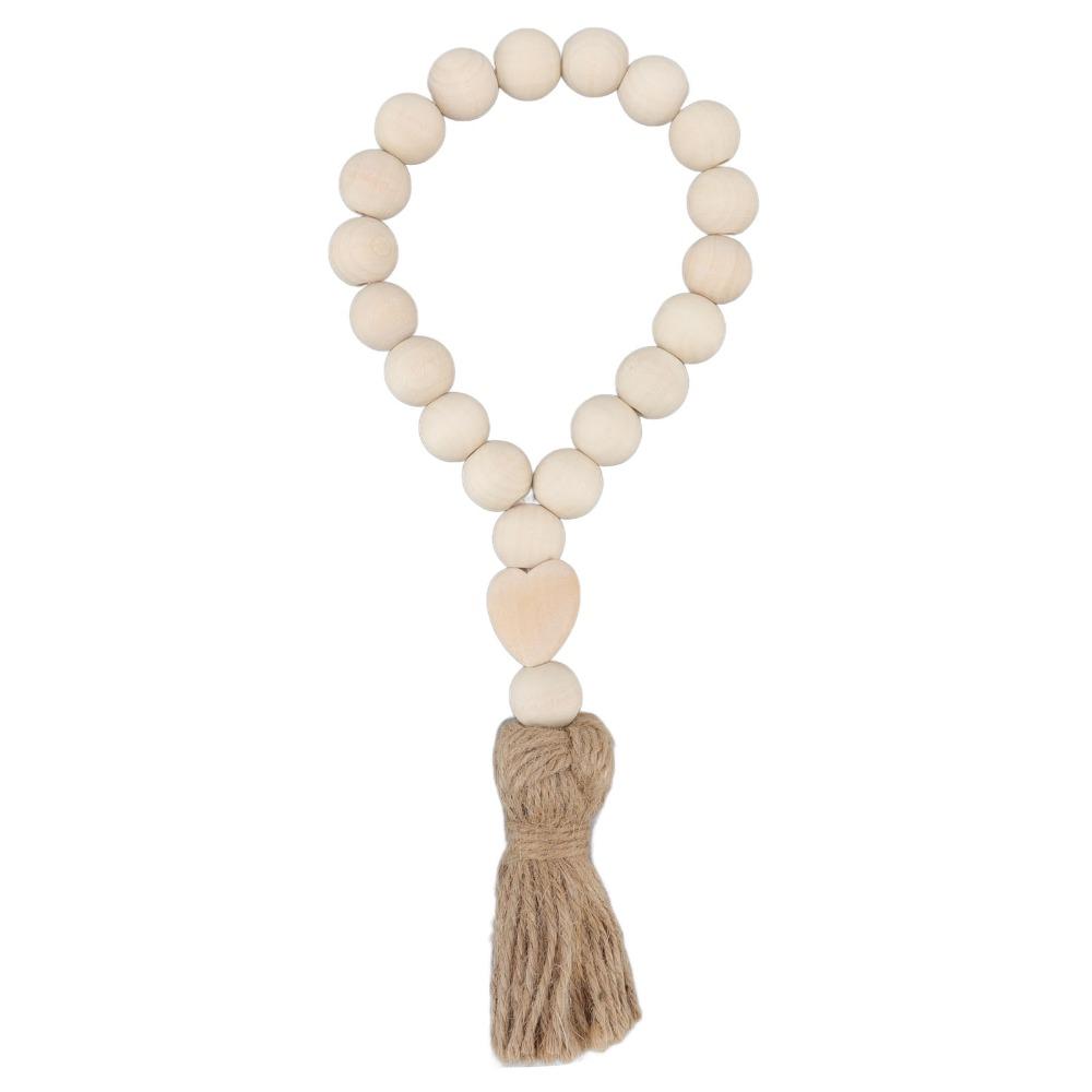 Light Brown Farmhouse Wooden Bead Strand Hanging Tassel Bead Ornament Tray Tabletop Bead Layout