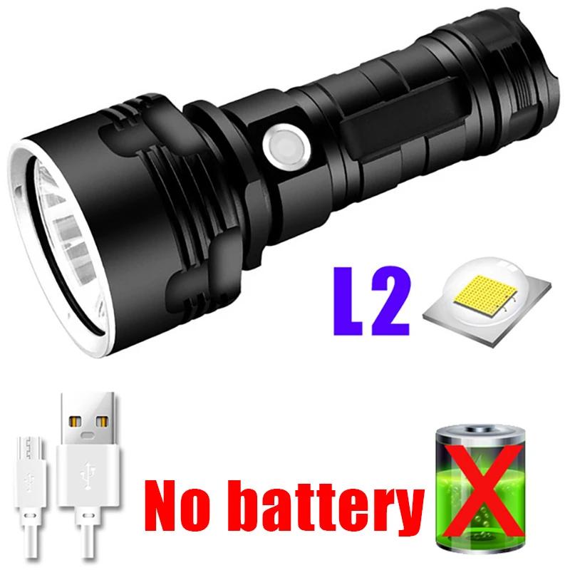 L2 P70 Powerful LED Flashlight USB Rechargeable Tactical Torch 26650 Battery Waterproof Camping Lantern Outdoor Emergency Lamp