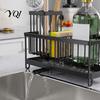 Detachable Compartment Rack Sink Caddy Organizer with Drain Tray, Durable Carbon Steel Sponge Holder, Kitchen Gadget Storage Space Saving for