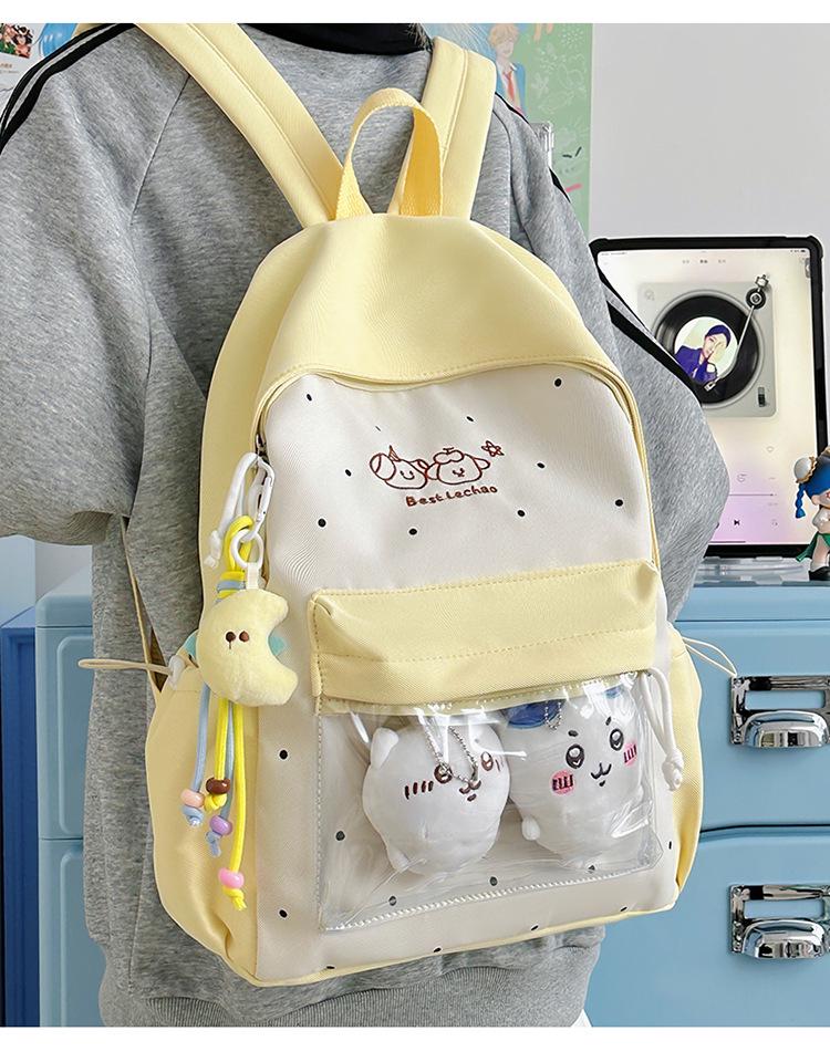 Japanese Anime Style Cute Girl Lightweight Backpack with Large Capacity and High-Value Brooch for Elementary Students