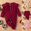 Valentine's Day Infant Cotton Strip Printed Love Long Climbing Jumpsuit