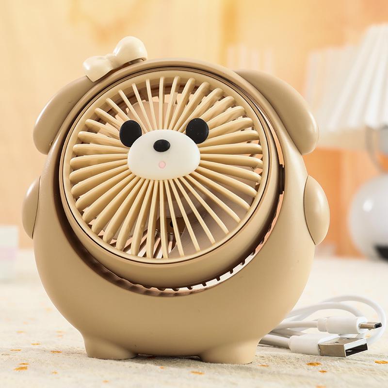 USB Rechargeable Puppy-Themed Fan, 3-Speed Adjustable, Ideal for Desktop and Bedside Use