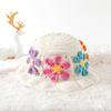 Women Floral Pattern Breathable Bucket Hat Bowler Hat Plush Hat Cute Handmade Crochet Colorful Hollow Ruffles Vibrant 56-58cm