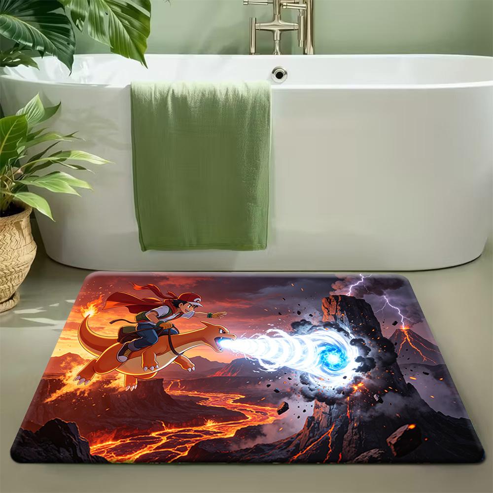 Ice Crystal Sleeping Fox Pokemon Print Doormat Non-Slip Water Absorbent Floor Mat for Home Decor
