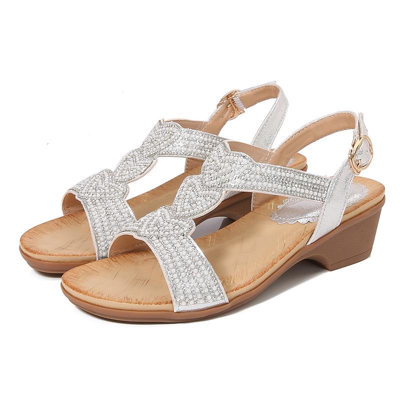 2024Ladiesshoes Bohemian новые модные босоножки со стразами на платформе и танкетке женские туфли