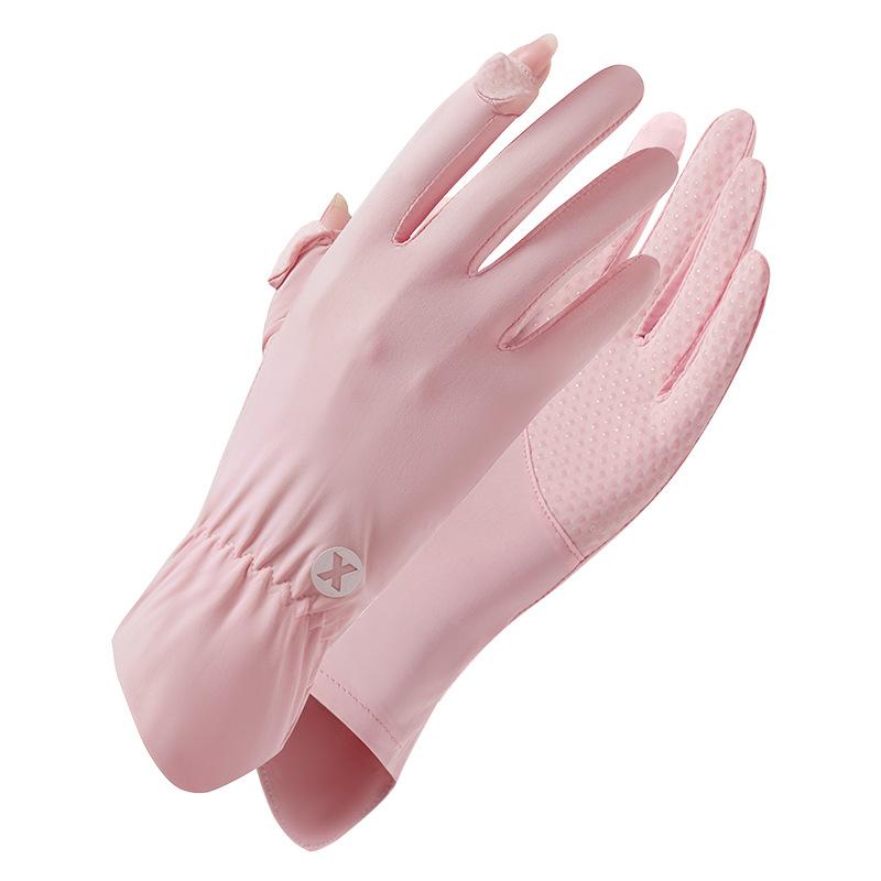 Sun Protection Gloves for Women Summer Coolness Outdoor Sun Protection Thin  Breathable  Anti Slip  Sports Cycling Ice Silk Finger Exposed Gloves