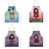 Кухонный фартук с защитой от масла для выпечки и пятен, милый фартук для девочек с рисунком, обеденный фартук, женский фартук для чистки льняной ткани