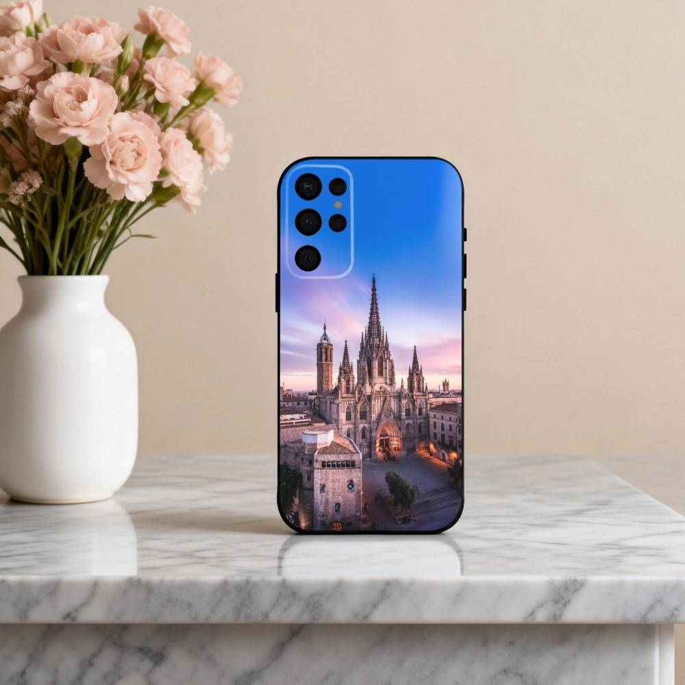 A-Архитектурный пейзаж B-Барселоны Чехол для телефона Samsung S25,24,23,22,30,21,10,9,Ultra,Plus,Lite,FE,4,5 G Мягкий черный чехол