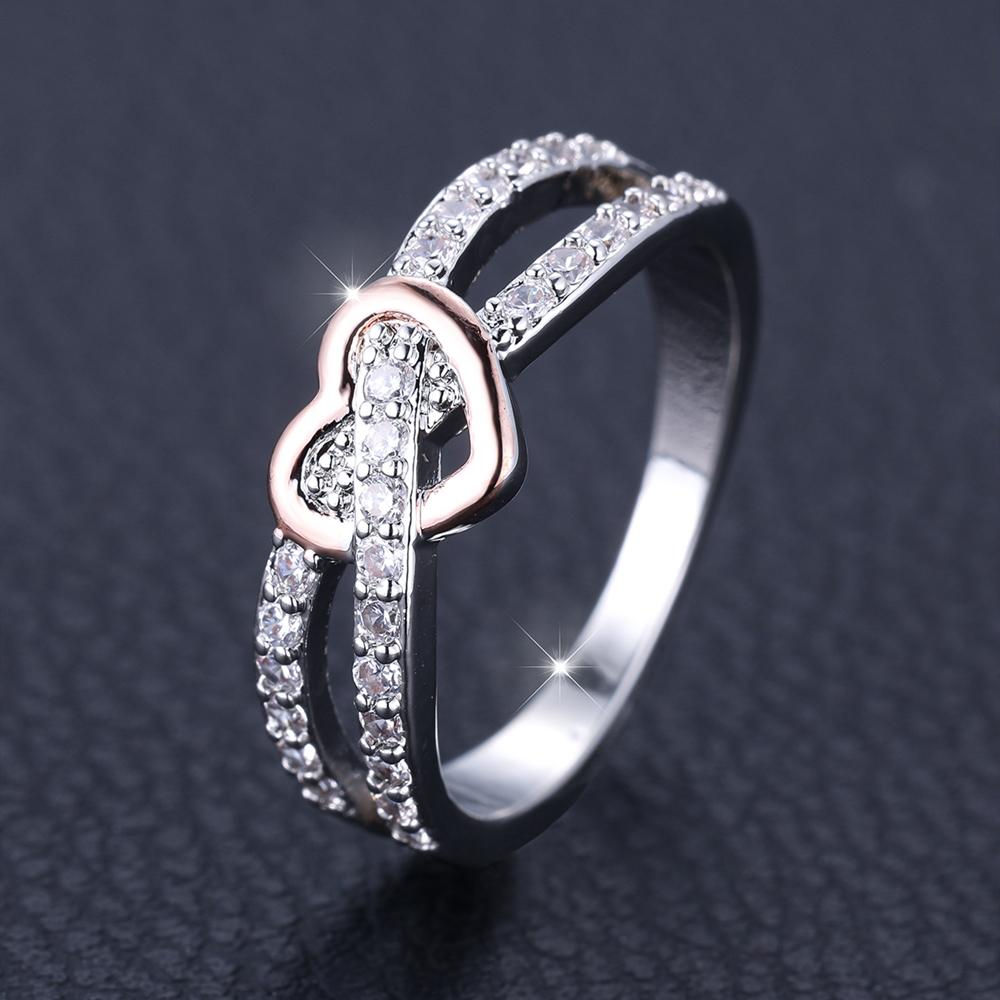 Изысканный двойной дизайн серебряного цвета с полым сердцем и бесконечностью, парное кольцо для женщин, свадебные украшения для невесты