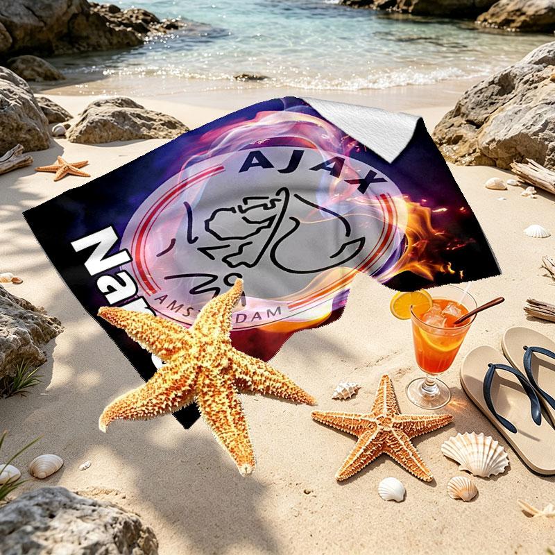 Custom Name Personalized Ajax Print Beach Towel, for Trip Camping Beach Party Home Decor, Birthday Gift for Family & Friends