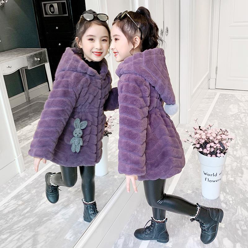 Пальто для девочек; осенне-зимнее детское утолщенное теплое модное пальто из искусственного меха для маленьких девочек