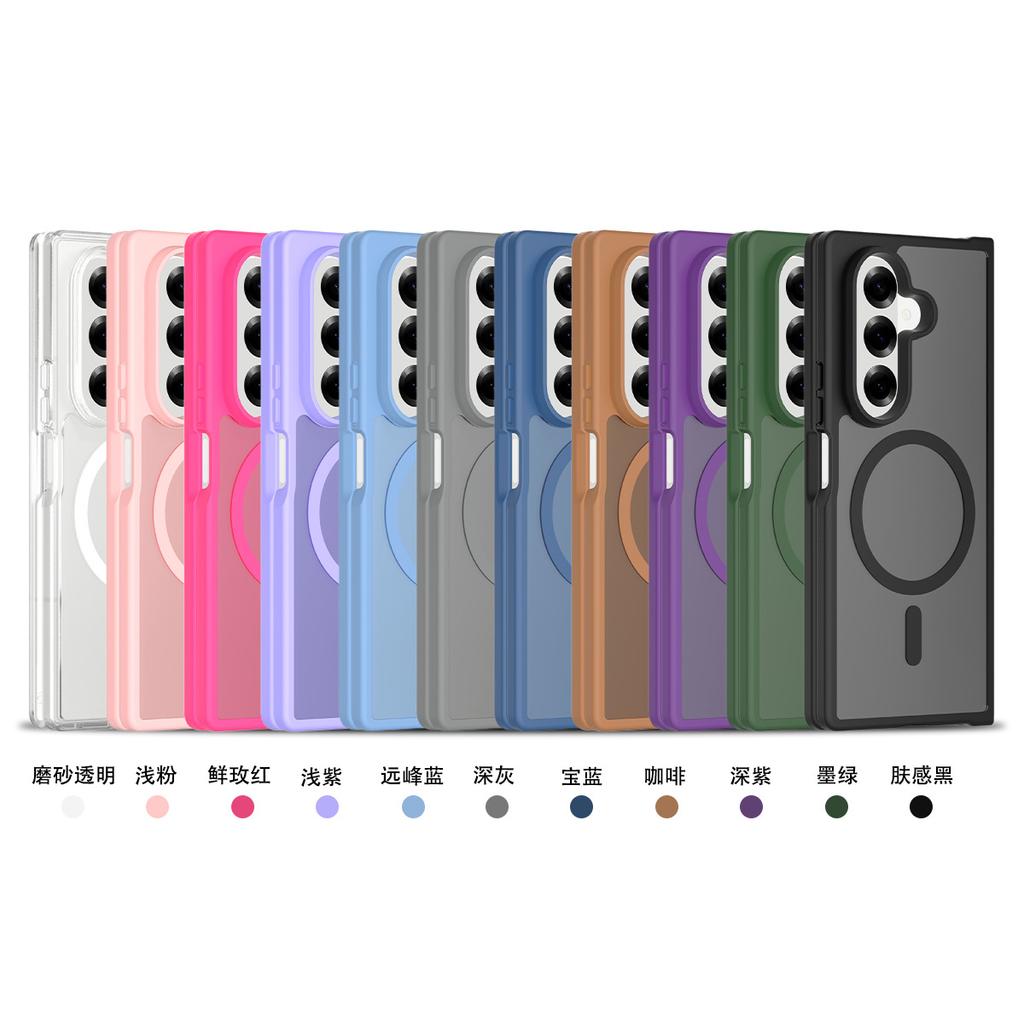 Чехол для телефона с беспроводной зарядкой MagSafe для Samsung Galaxy Z Fold 6 7 Fold6 Fold7 Полупрозрачный Ударопрочный Магнитный Чехол