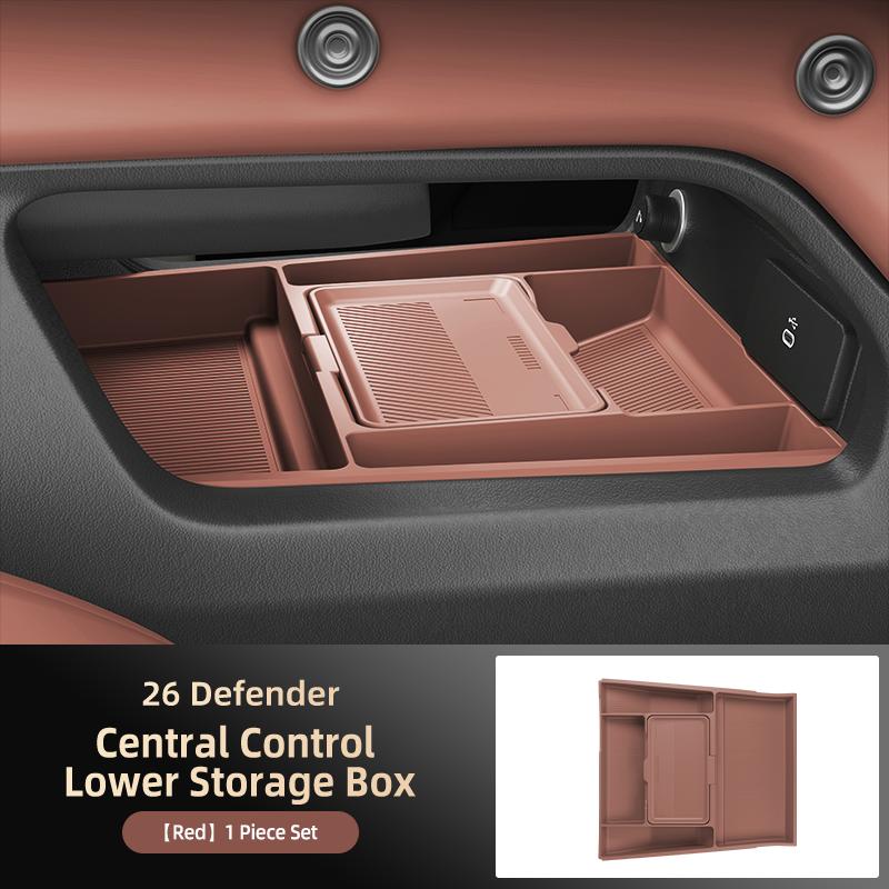 Для Land Rover Defender 2025 2026 Центральная консоль Органайзер для хранения Двухъярусный Водонепроницаемый Противоскользящий Автомобильный органайзер с крышкой для конфиденциальности