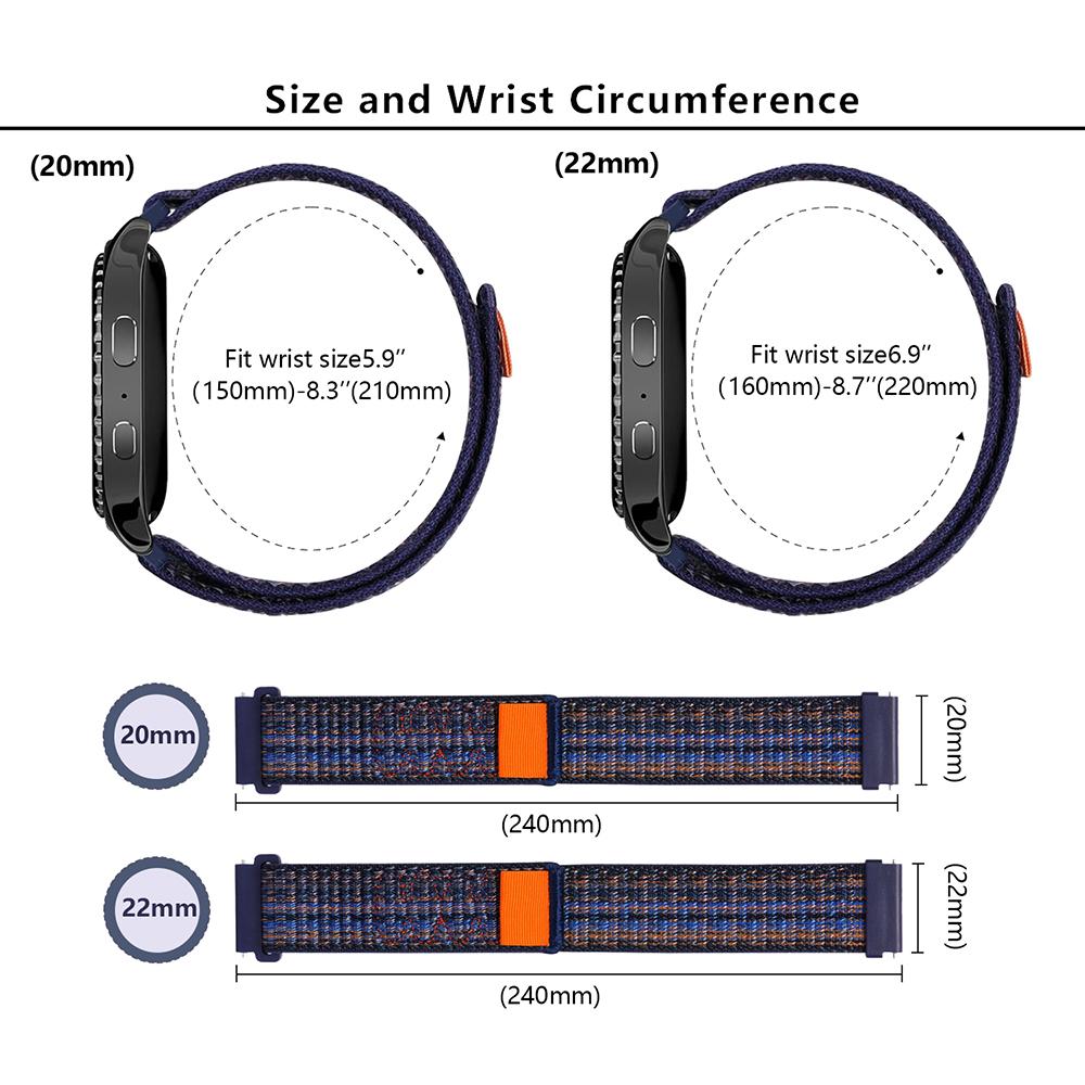 KALEBOL KLB-NLHH-002 For Samsung Galaxy Watch6/Watch6 Classic 20mm Watch Band Nylon Loop Strap