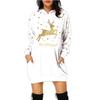 Women's Fashion Christmas Hip Pocket Print Hoodie Fashion Dress