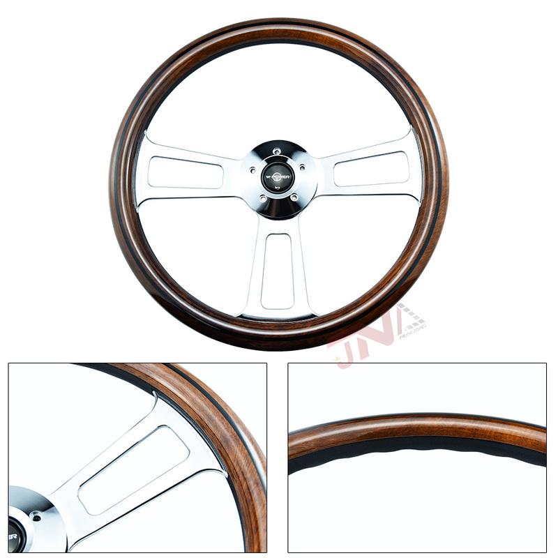 18 Inch Chrome Semi Truck Steering Wheel with 5 Hole Wood Film Steering Wheel