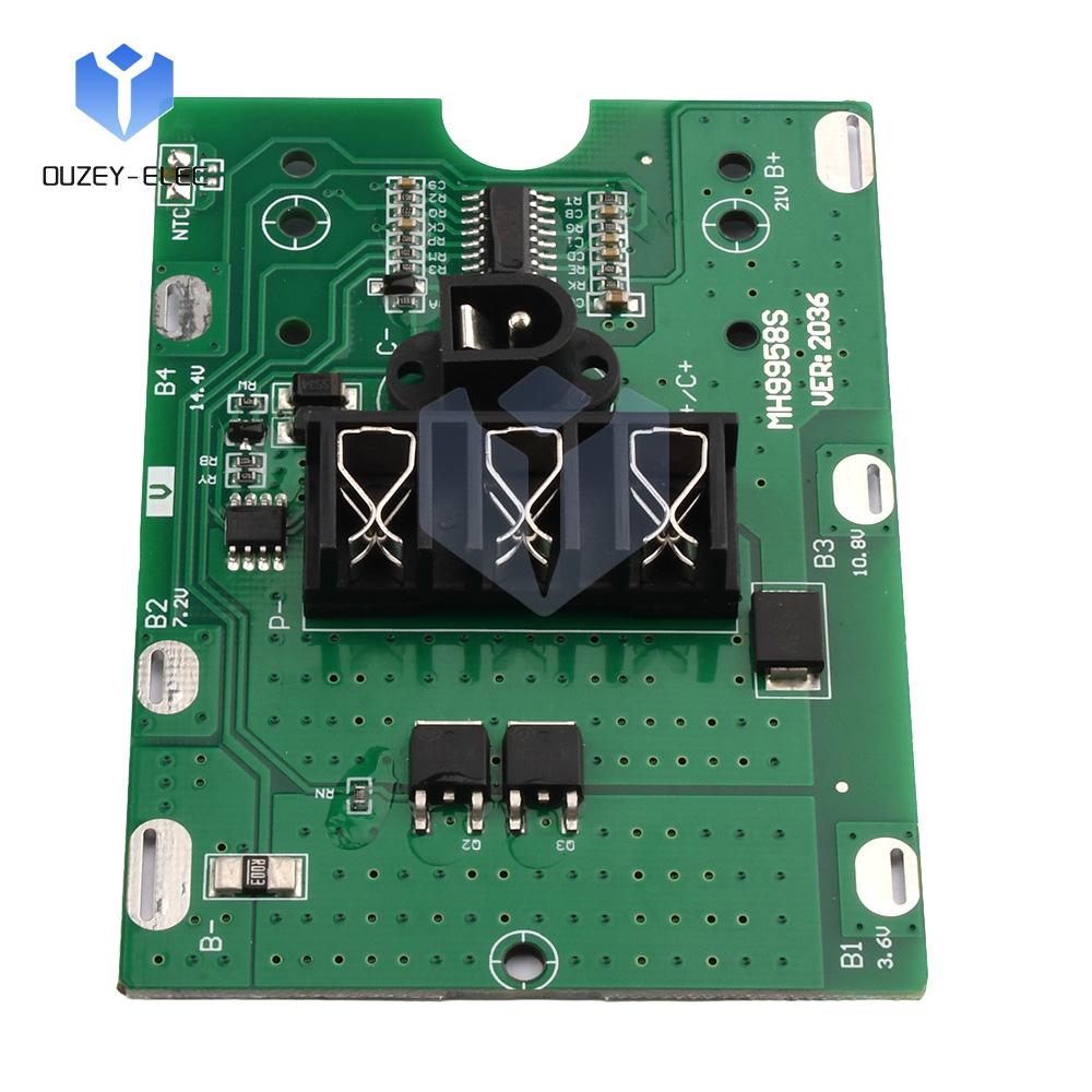 5S 21V 20A Lithium Battery Charging Protection Board BMS Module NTC Temperature Protection DC Connector For Drill Motor Tools