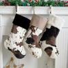 Cow Print Christmas Stockings 20 Inch Christmas Gift Bag Christmas Socks Pendant  New Year