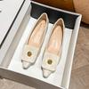 Weiwei girl 127-6 остроносые одинарные туфли женские толстые каблуки французские маленькие ароматные ветряные туфли Doudou весенние неглубокие горловины мягкая подошва нагруженные туфли