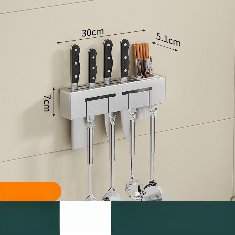 Держатель для ножей из нержавеющей стали, настенная кухонная полка без сверления, многофункциональная подставка для хранения палочек для еды и ножей