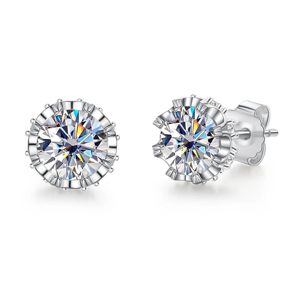 D Color 1 Carat Moissanite Diamond 18K Gold Plated Flower Bridal Stud Charm Earrings 2022 Trend For Woman